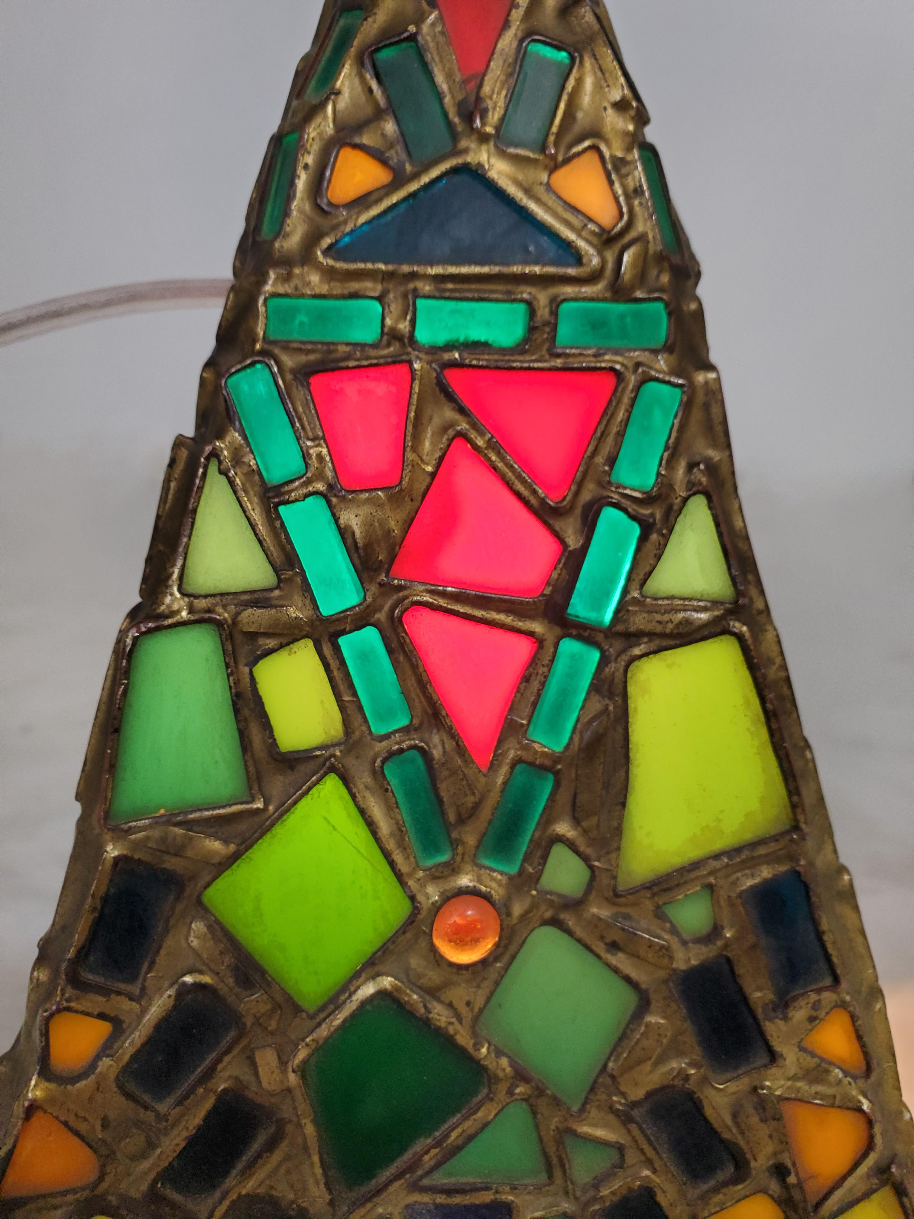 Orientalische österreichische Tent /Tischlampe aus kalt bemalter und gebeiztem Glas, orientalisch im Angebot 1