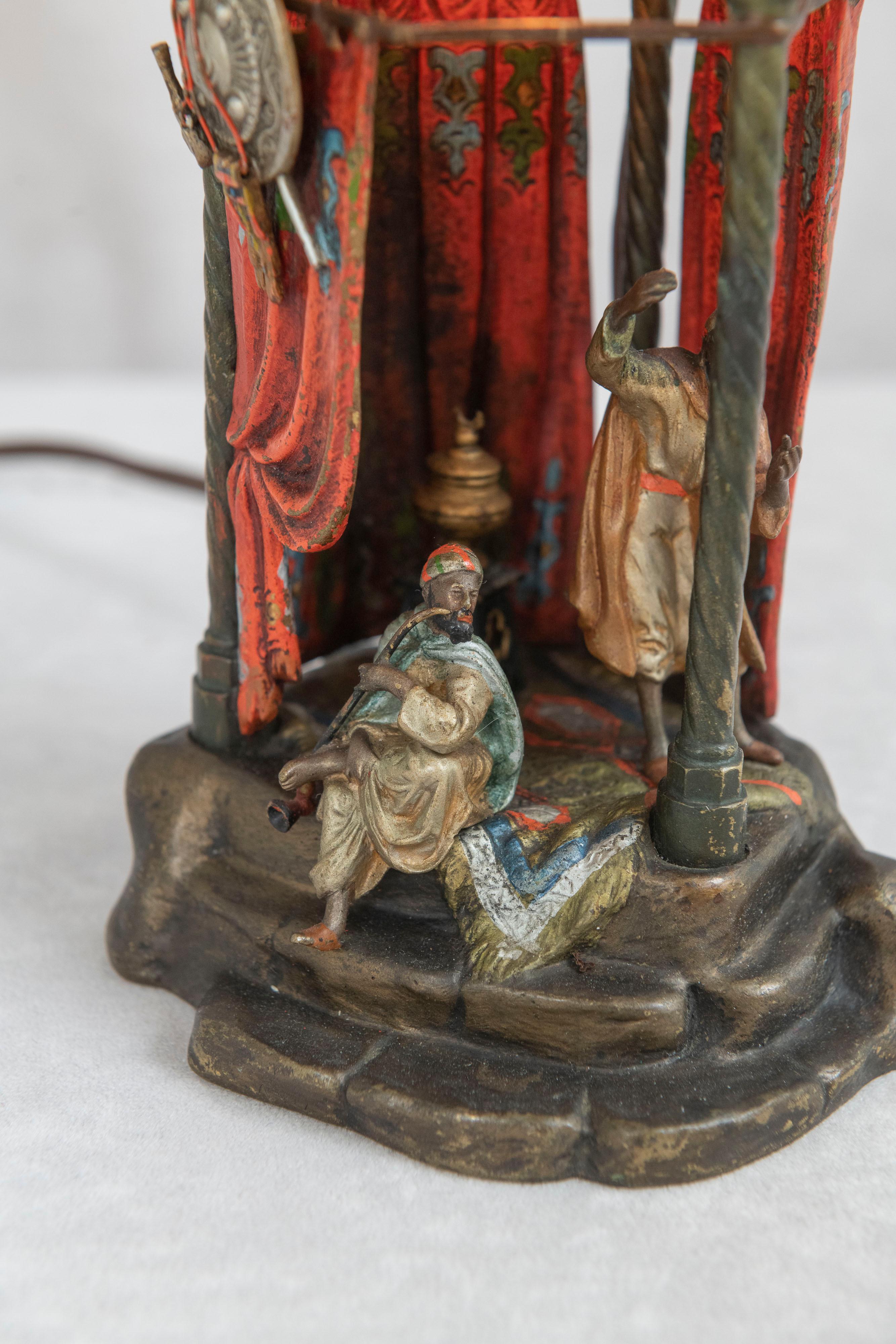 This charming little scene depicted here is so colorful and detailed that it could only have been executed by the premier maker of these bronzes, Franz Bergmann. It does bear his signature with the letter 
