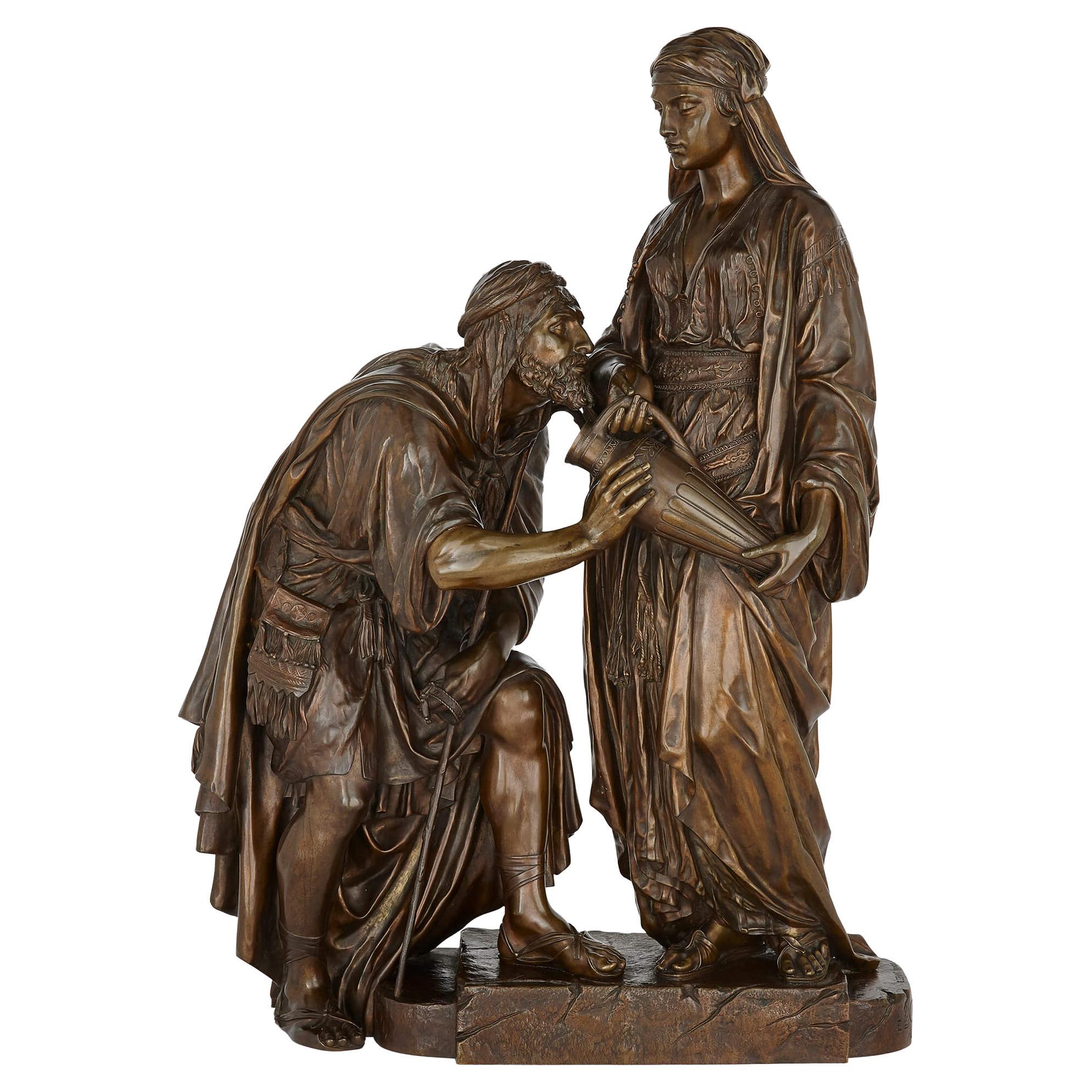 Grupo orientalista de bronce de tema bíblico de Guillemin