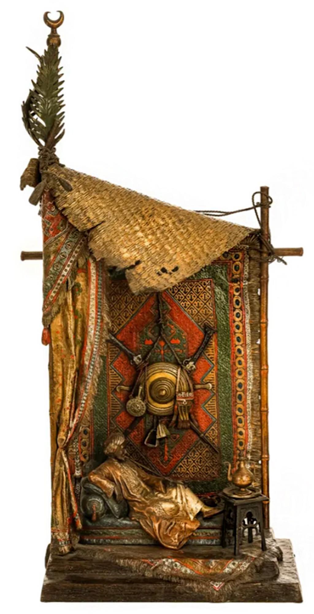 Austrian Orientalist Bronze Table Lamp Franz Bergman For Sale