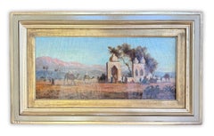 Orientalist oil on canvas by A.J. HORSFORD, 1875, Orientalist Market Gathering.