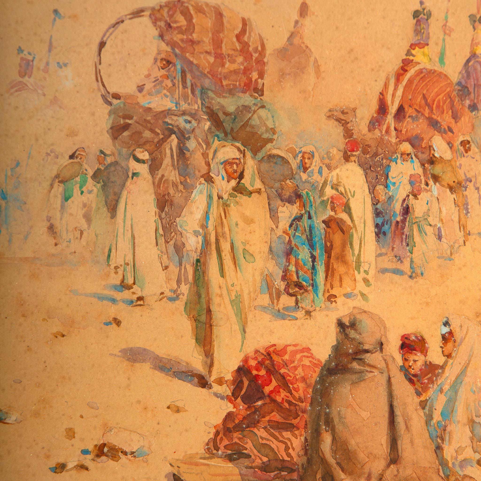 Napoleon III Orientalist Caravan Scene by Alphonse Birk For Sale
