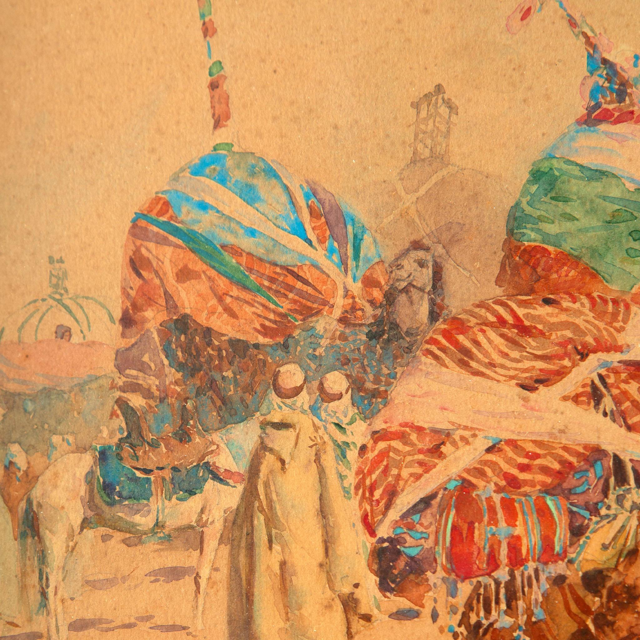Orientalist Caravan Scene by Alphonse Birk In Excellent Condition For Sale In New York, NY