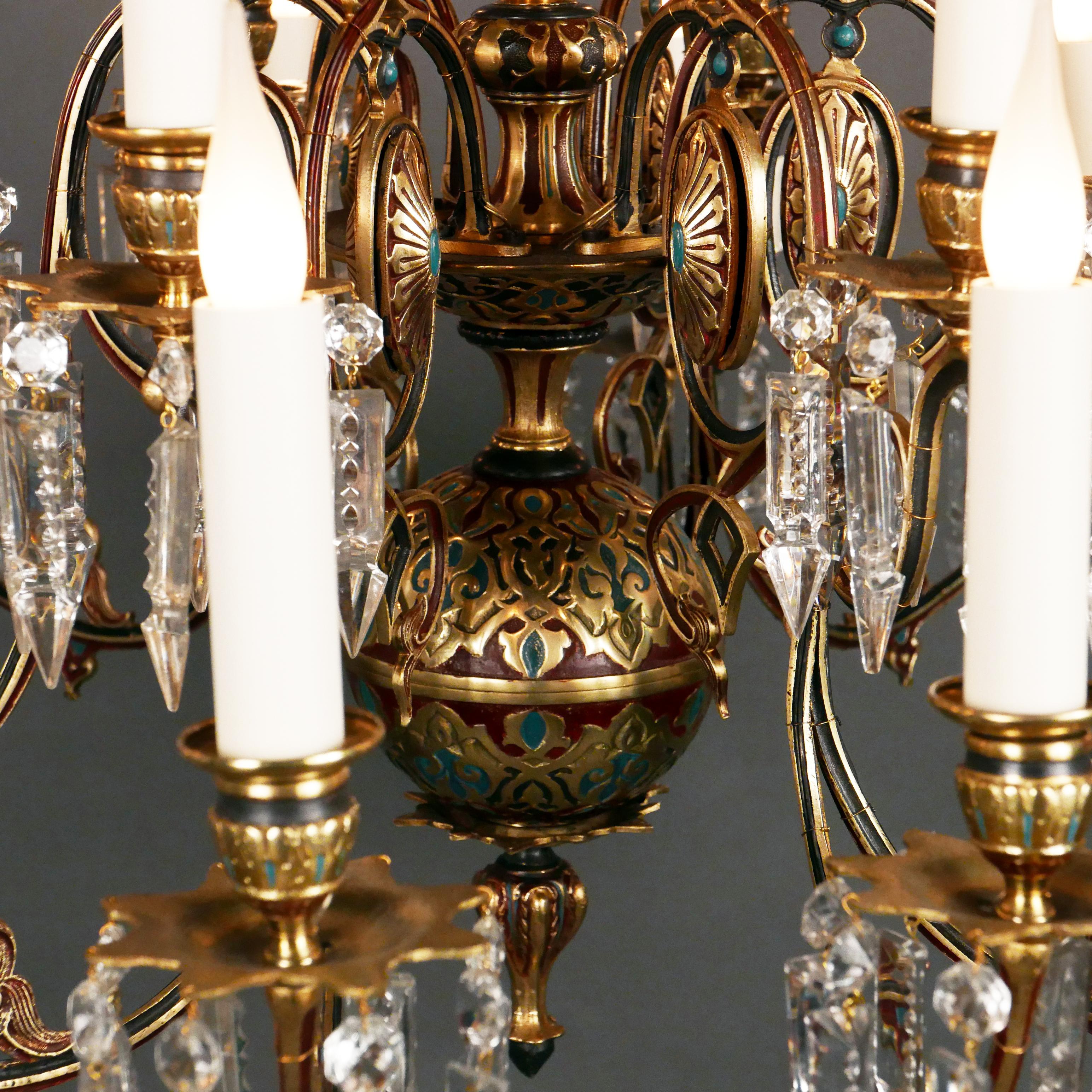 Cold-Painted Orientalist Chandelier, France, Circa 1870 For Sale