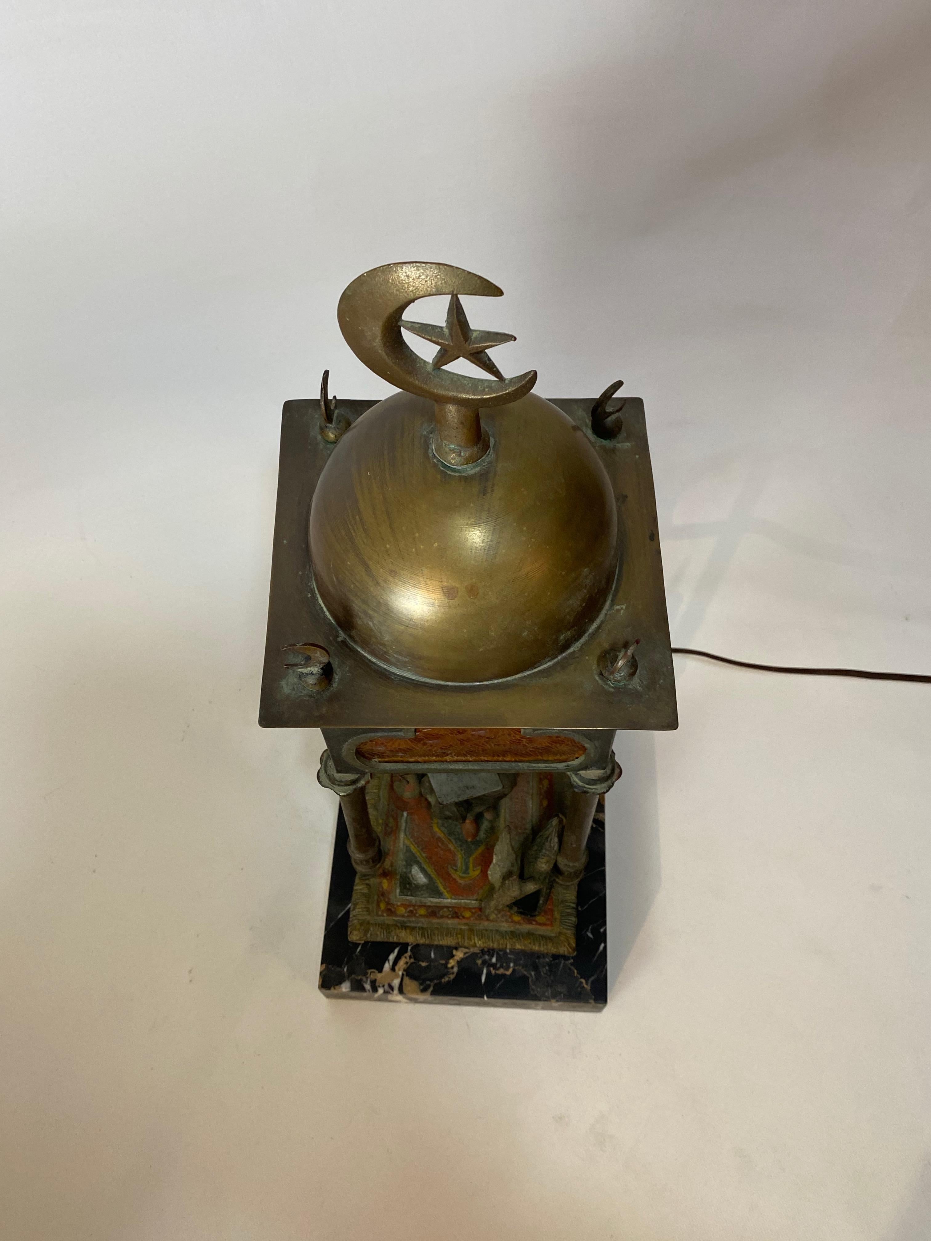 20th Century Orientalist Cold Painted Austrian Bronze Lamp Manner of Franz Bergman For Sale