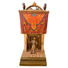 Orientalist Cold Painted Vienna Bronze Lamp, Guard & Palace, Signed "Chotka"