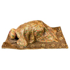 Orientalist Cold Painted Vienna Bronze, Man in Prayer on Rug, Bergmann Signature