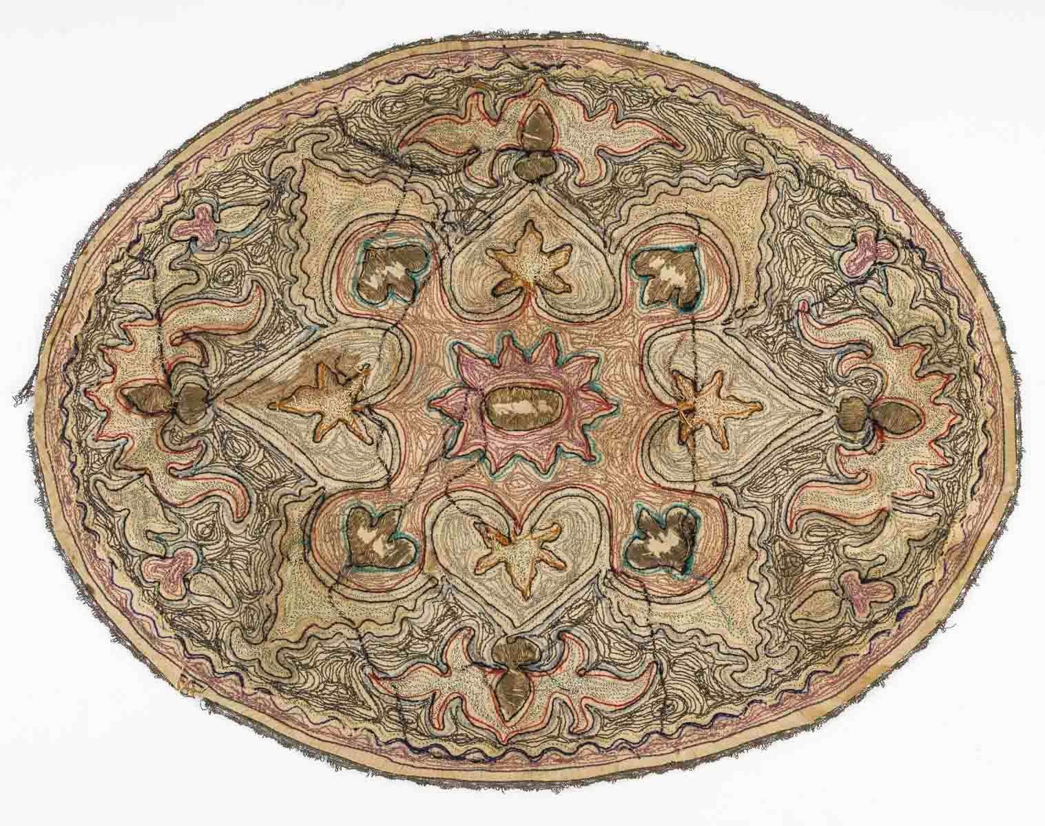 Gilt Orientalist doily, embroidered with gold and other threads, Orientalist Art. For Sale