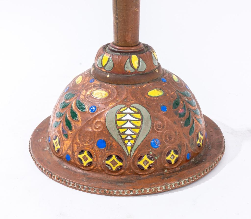Copper Orientalist Engraved Enamel Cooper Candle Holder 2