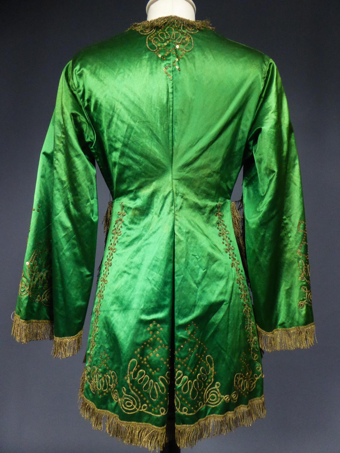 Orientalist Evening Fancy Jacket in Embroidered Sequin and Silk Satin Circa 1940 For Sale 5