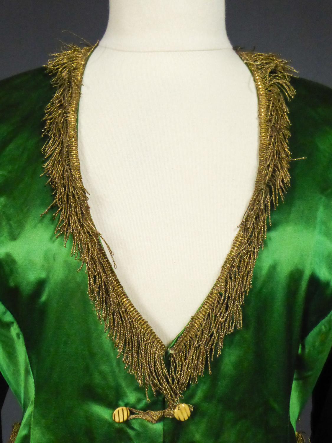 Women's Orientalist Evening Fancy Jacket in Embroidered Sequin and Silk Satin Circa 1940 For Sale