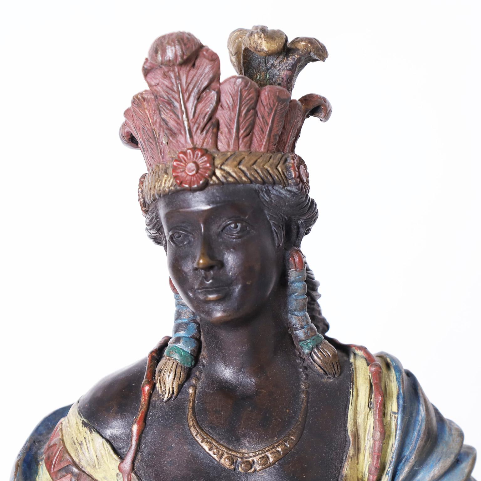 Cold-Painted Orientalist Figural Cold Painted Bronze For Sale