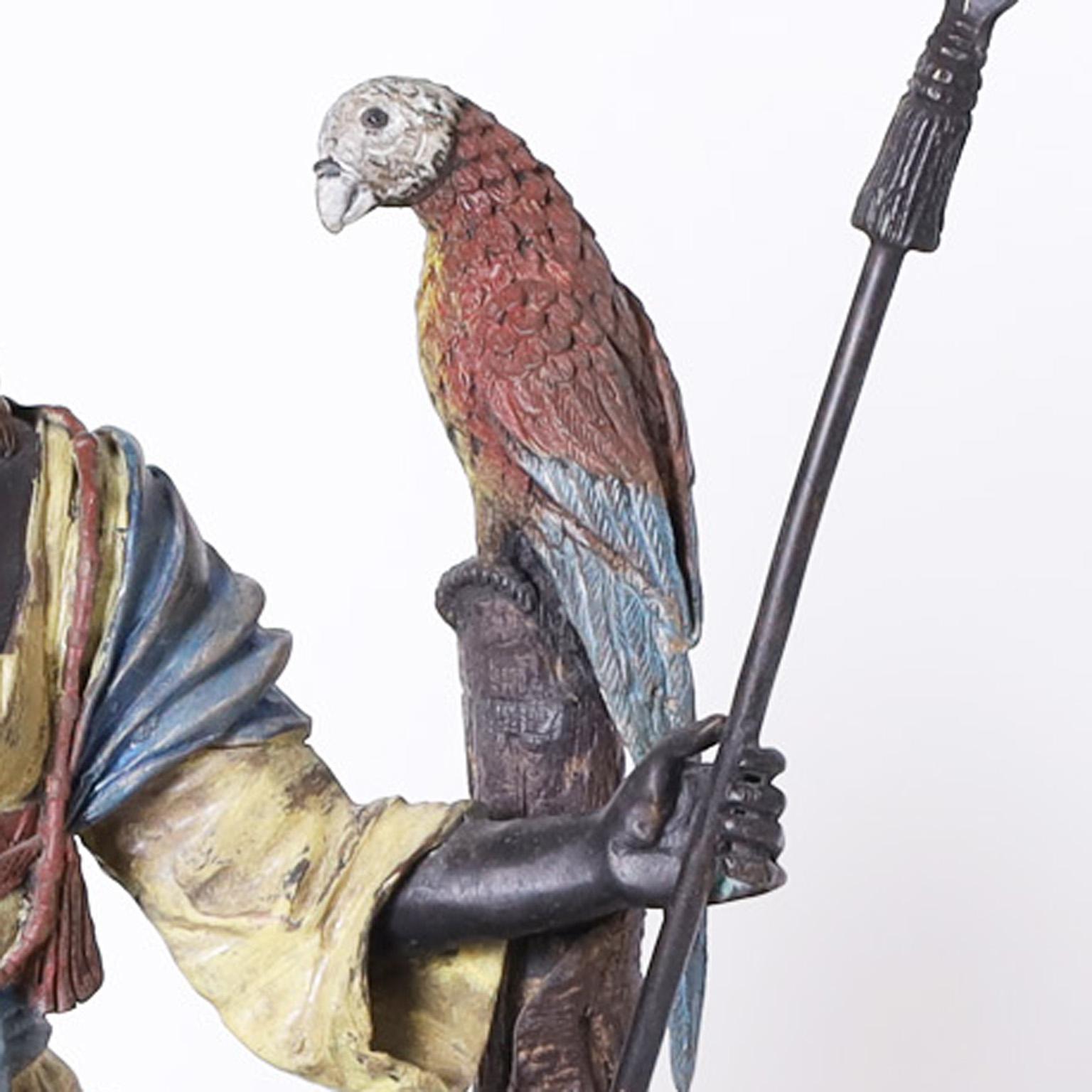 20th Century Orientalist Figural Cold Painted Bronze For Sale