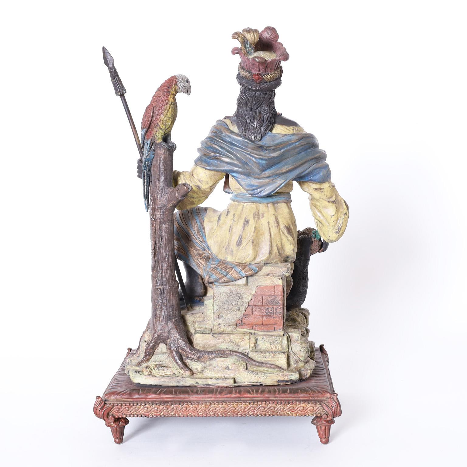 Orientalist Figural Cold Painted Bronze For Sale 2