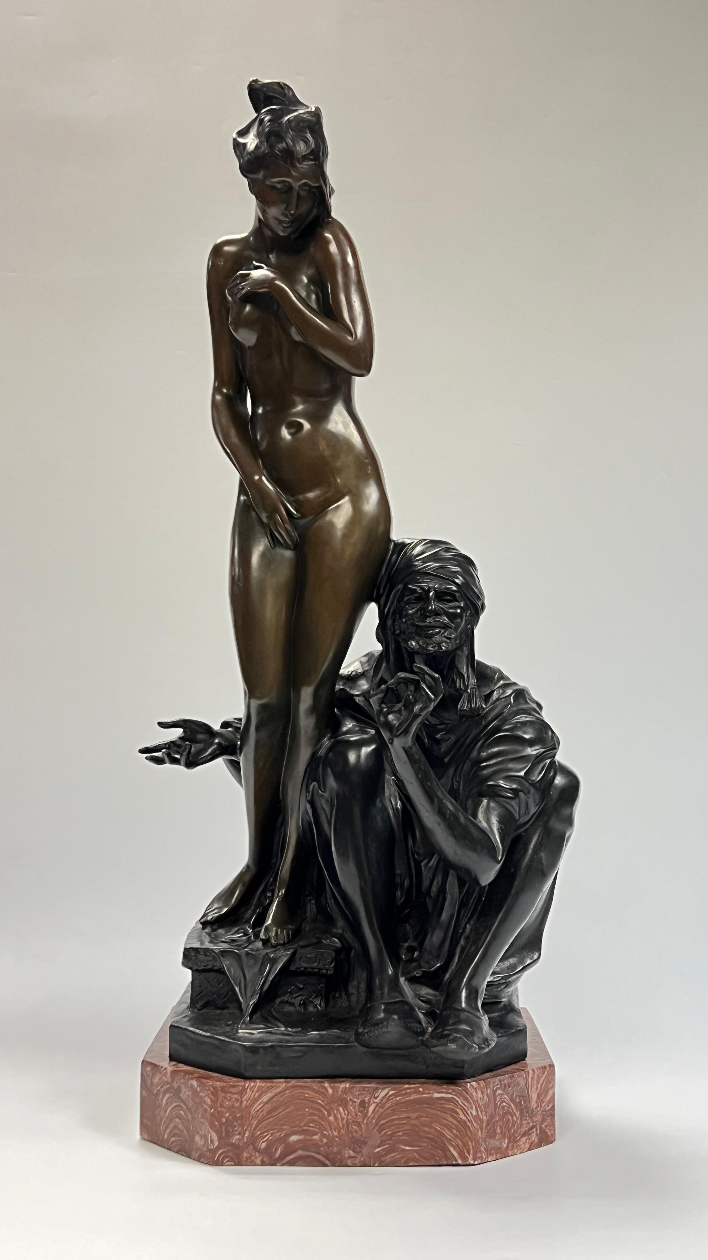Cast Orientalist Figurative Bronze Sculpture After Bruno Zach For Sale