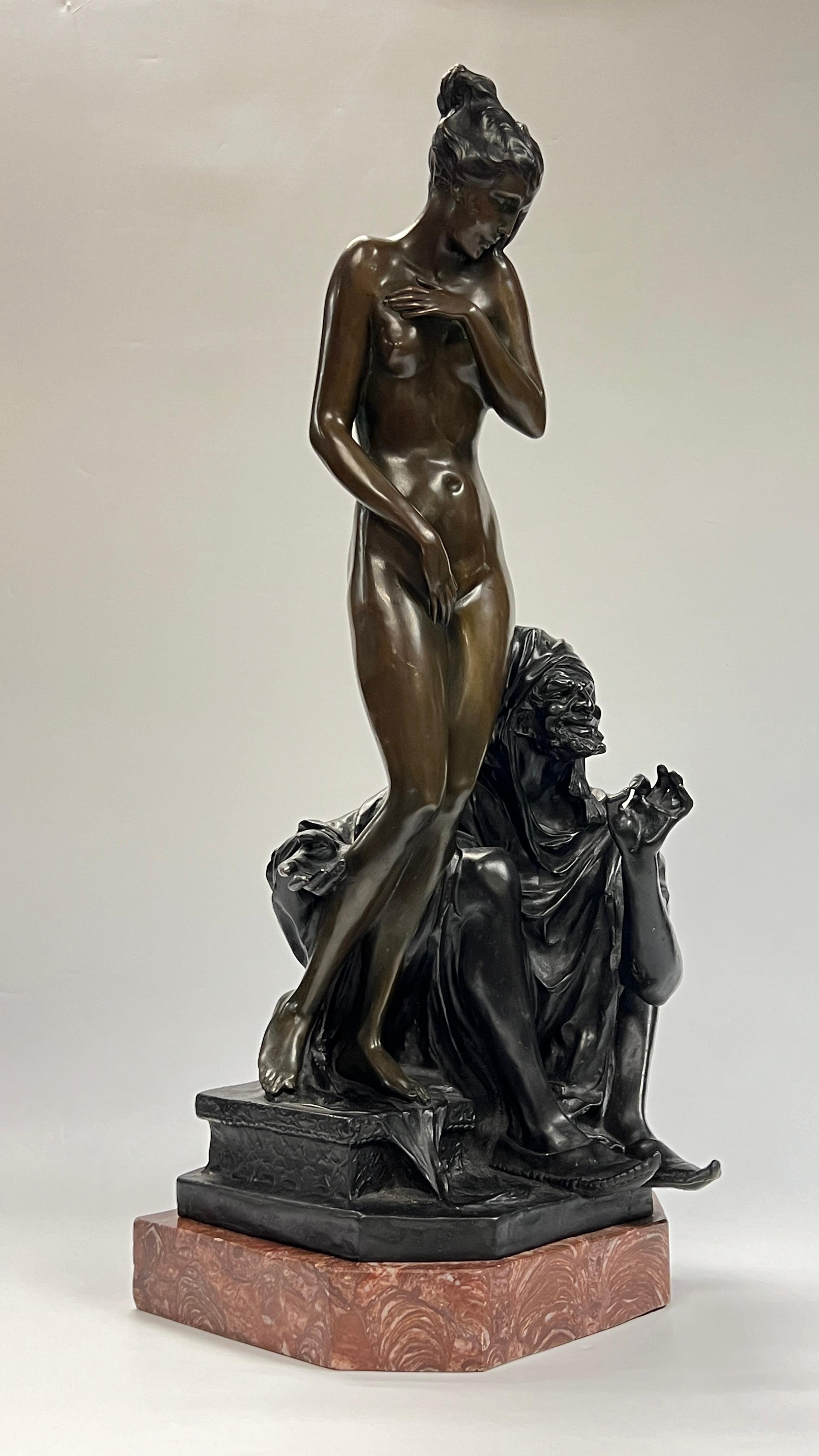 Orientalist Figurative Bronze Sculpture After Bruno Zach In Good Condition For Sale In New York, NY
