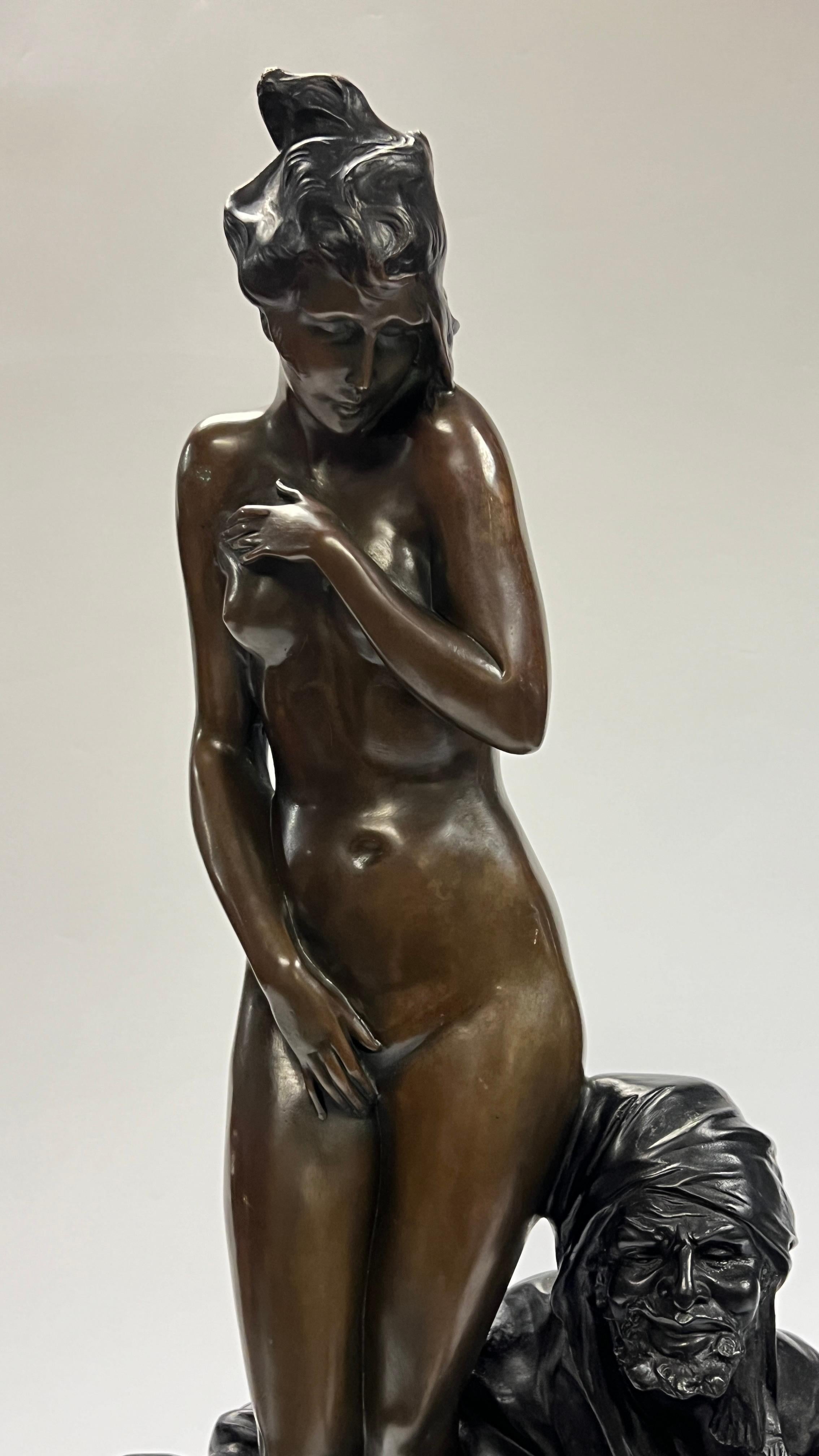 20th Century Orientalist Figurative Bronze Sculpture After Bruno Zach For Sale
