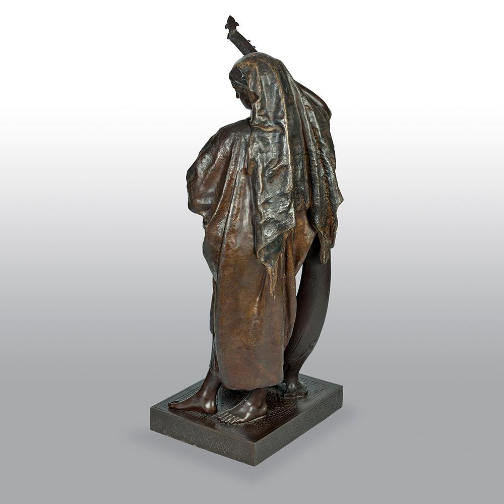 Bronze Orientalist Figure by Louis Hottot 'Jeune Harpiste Arabique