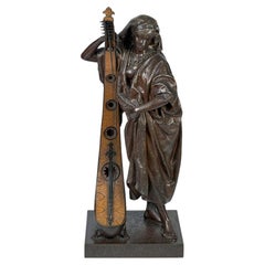 Orientalist Figure by Louis Hottot 'Jeune Harpiste Arabique