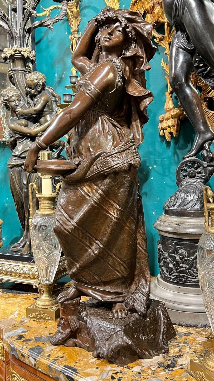 German Orientalist Figure of Judith Patinated Bronze Statue After Henry Weisse  For Sale