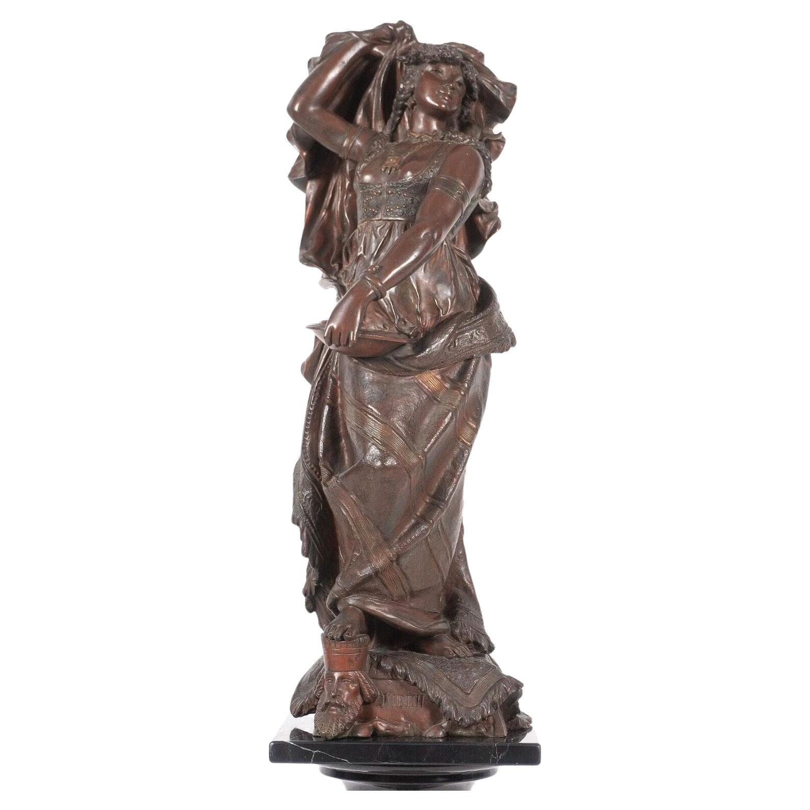Orientalist Figure of Judith Patinated Bronze Statue After Henry Weisse  For Sale