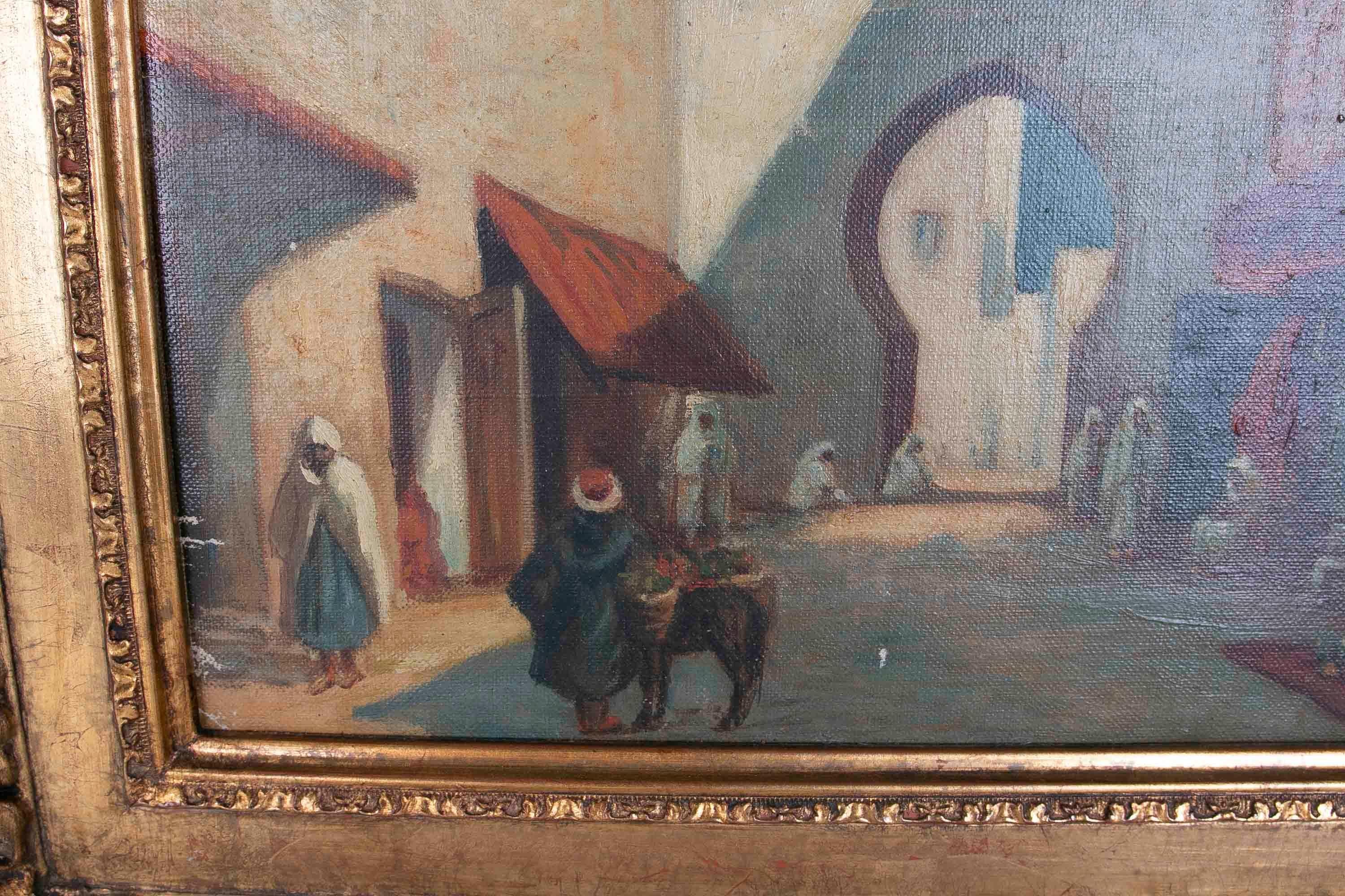 Orientalisches gerahmtes Gemälde einer arabischen Stadt, datiert 1884

Maße mit Rahmen: 35.5x43x4cm
