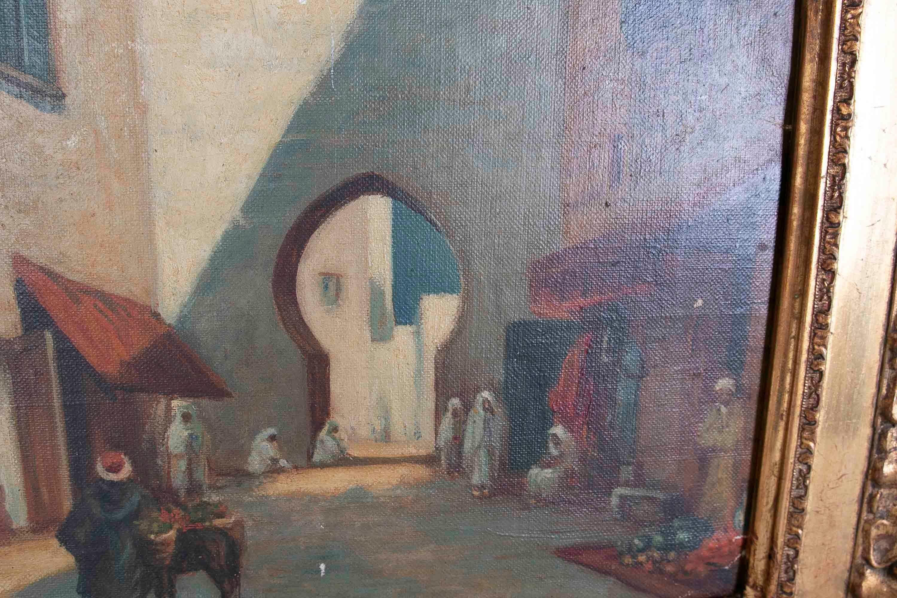Orientalisches gerahmtes Gemälde einer arabischen Stadt, datiert 1884 im Zustand „Gut“ im Angebot in Marbella, ES