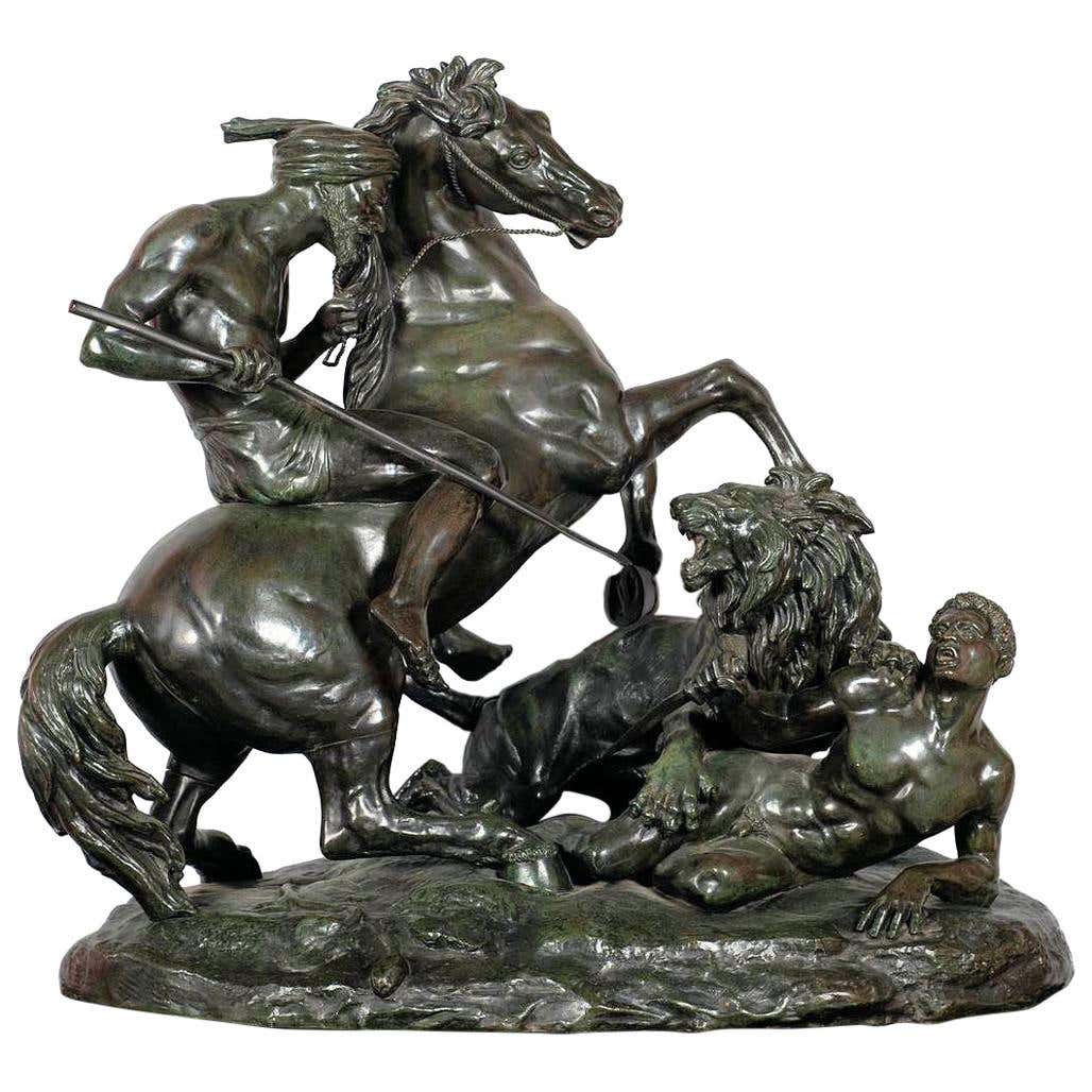 French Antique Bronze Sculpture of Viking Warrior 