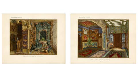 Orientalist Interior Studies with Islamic Ornament and Architecture, 1900