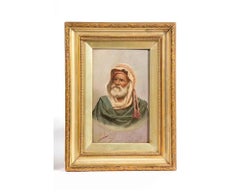 Orientalist Moorish Man Oil Painting Portrait, 19th Century
