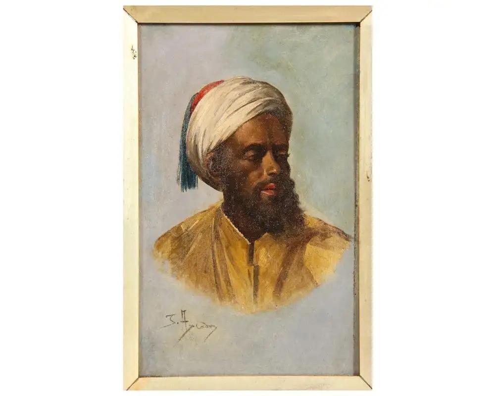 Unknown Orientalist Moorish Man Portrait, 19th Century For Sale
