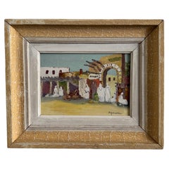 Huile orientaliste sur panneau, technique du couteau à palette, par P. Gobewille