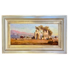 Orientalist oil on canvas by A.J. HORSFORD, 1875, Orientalist Market Gathering.