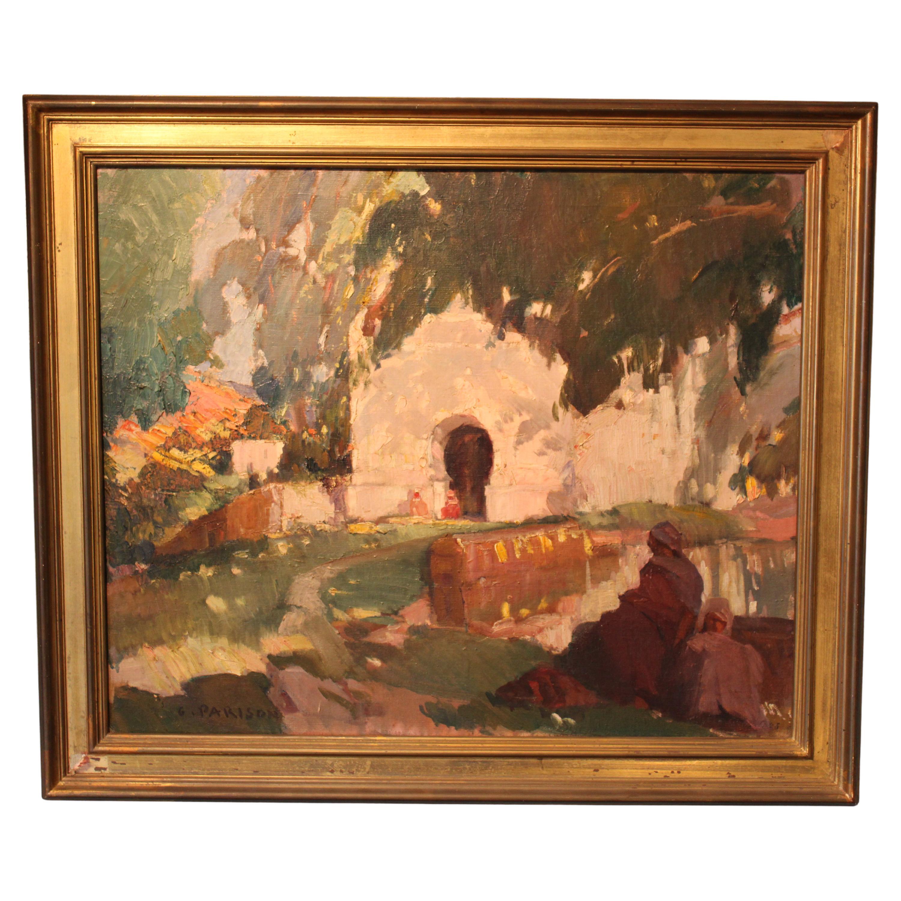 Orientalist Oil on Canvas by Gaston Parison For Sale