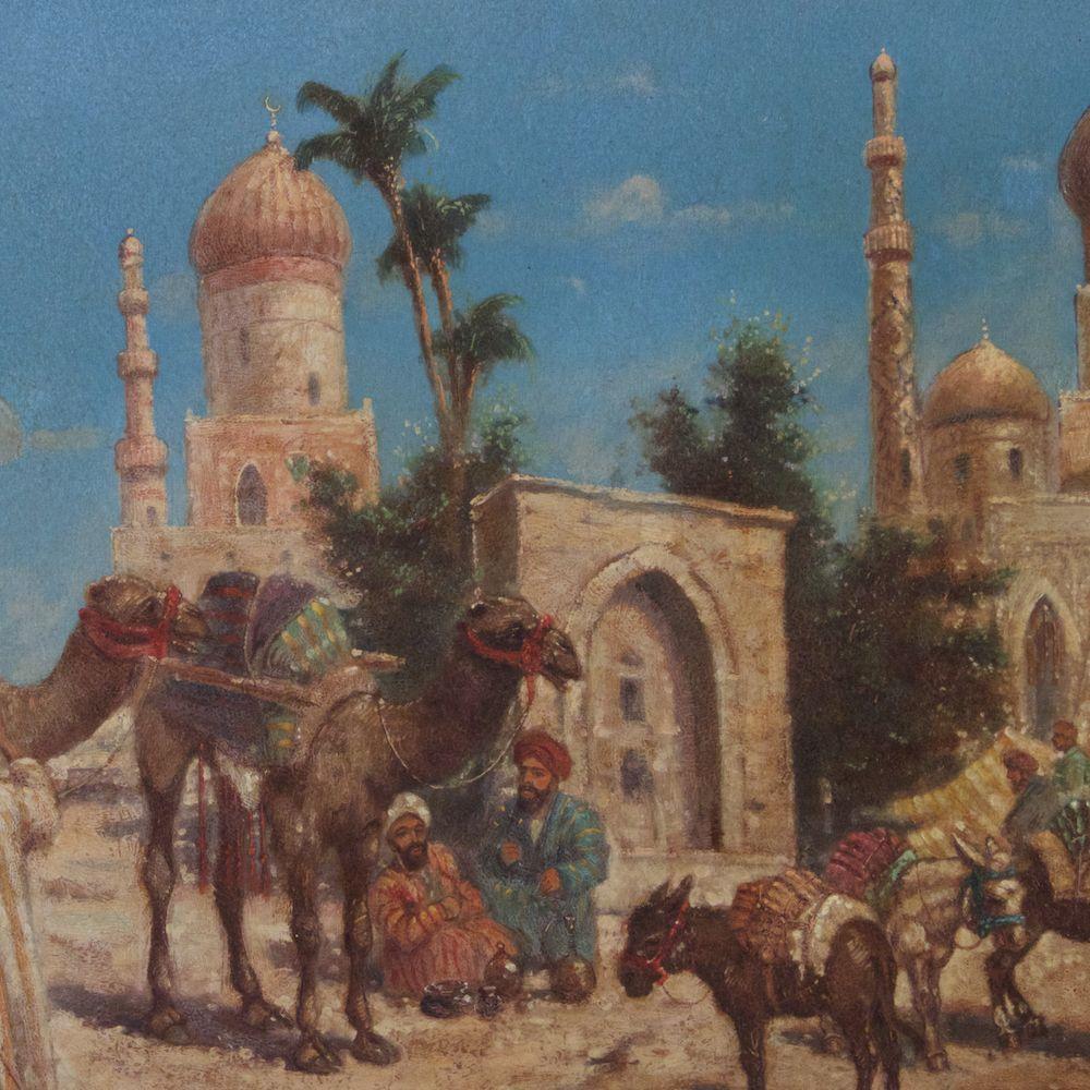 Hand-Painted Orientalist Oil on Canvas Painting