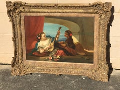 “The Odalisques” 19th Century Orientalist Oil on Canvas, Signed Raupp