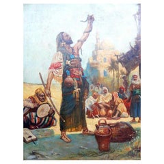 Orientalist Oil on Panel Painting of Snake Dancer, Signed