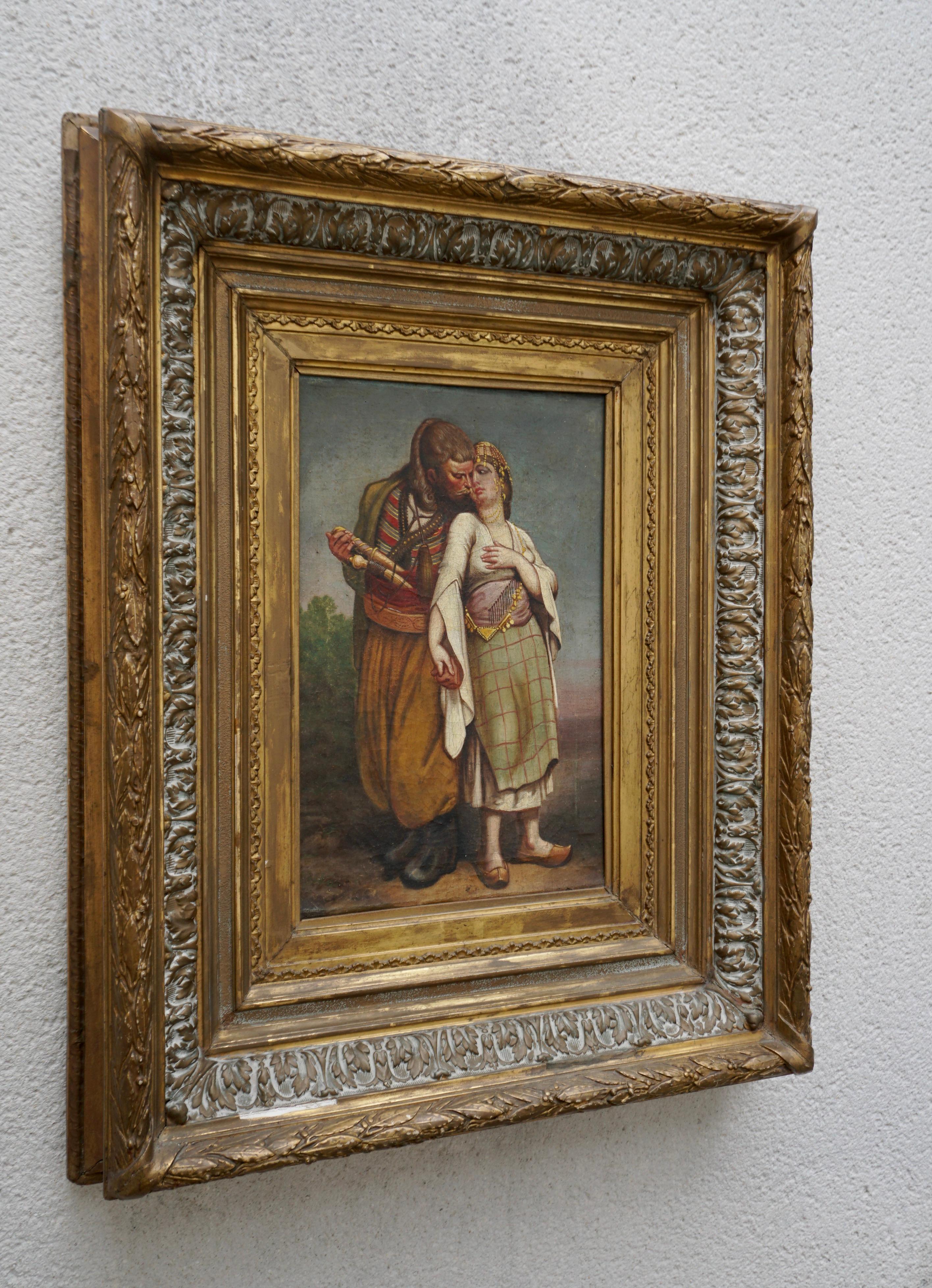 Romantic Orientalist Oil Painting from Marriage Engagement, Nusayriyah Mountains For Sale