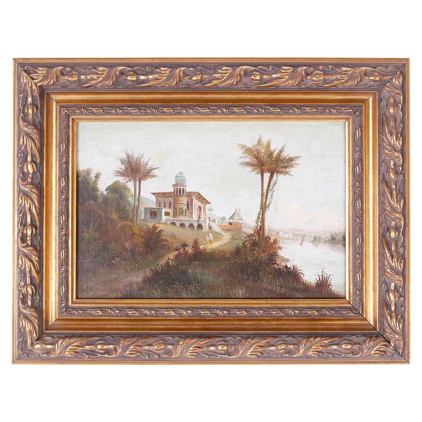 Orientalist Oil Painting on Canvas of an Indian Landscape