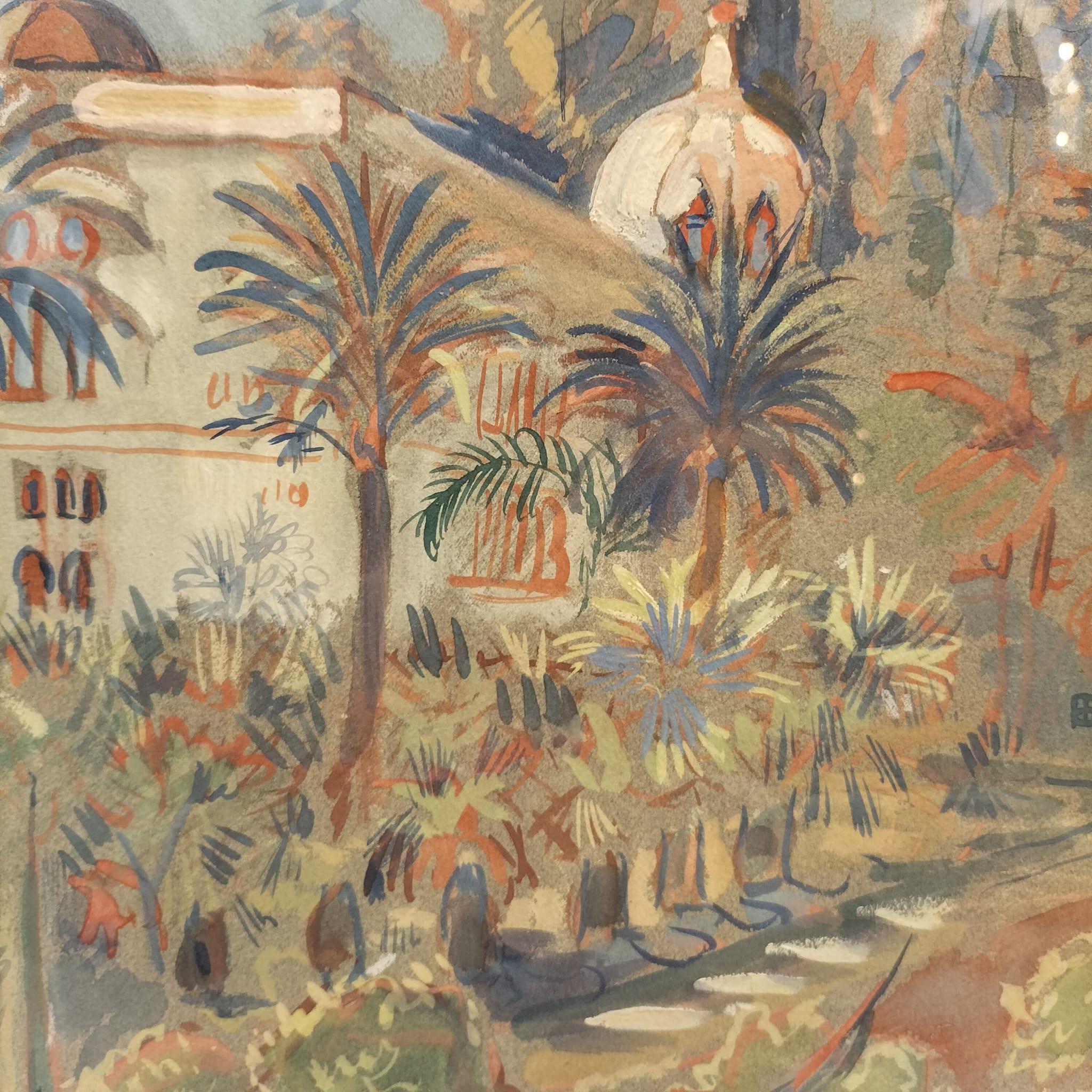 Ti presentiamo questa bellissima gouache incorniciata di Oscar Spielmann (1901-1974), che raffigura i giardini del Palais Massena di fronte al Palazzo Negresco di Nizza, in Costa Azzurra. 


Informazioni sull'artista: 

Oscar Spielmann era un