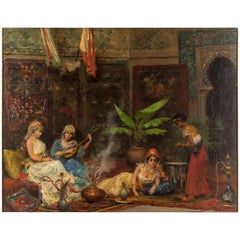 Orientalist Painting Depicting Concubines in the Harem by Fabio Fabbi