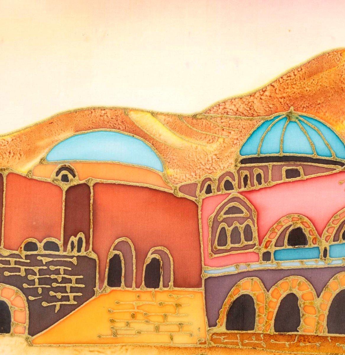 Israélien Peinture orientaliste Lavi Group Israël - Oasis du désert - Période : 20e siècle en vente