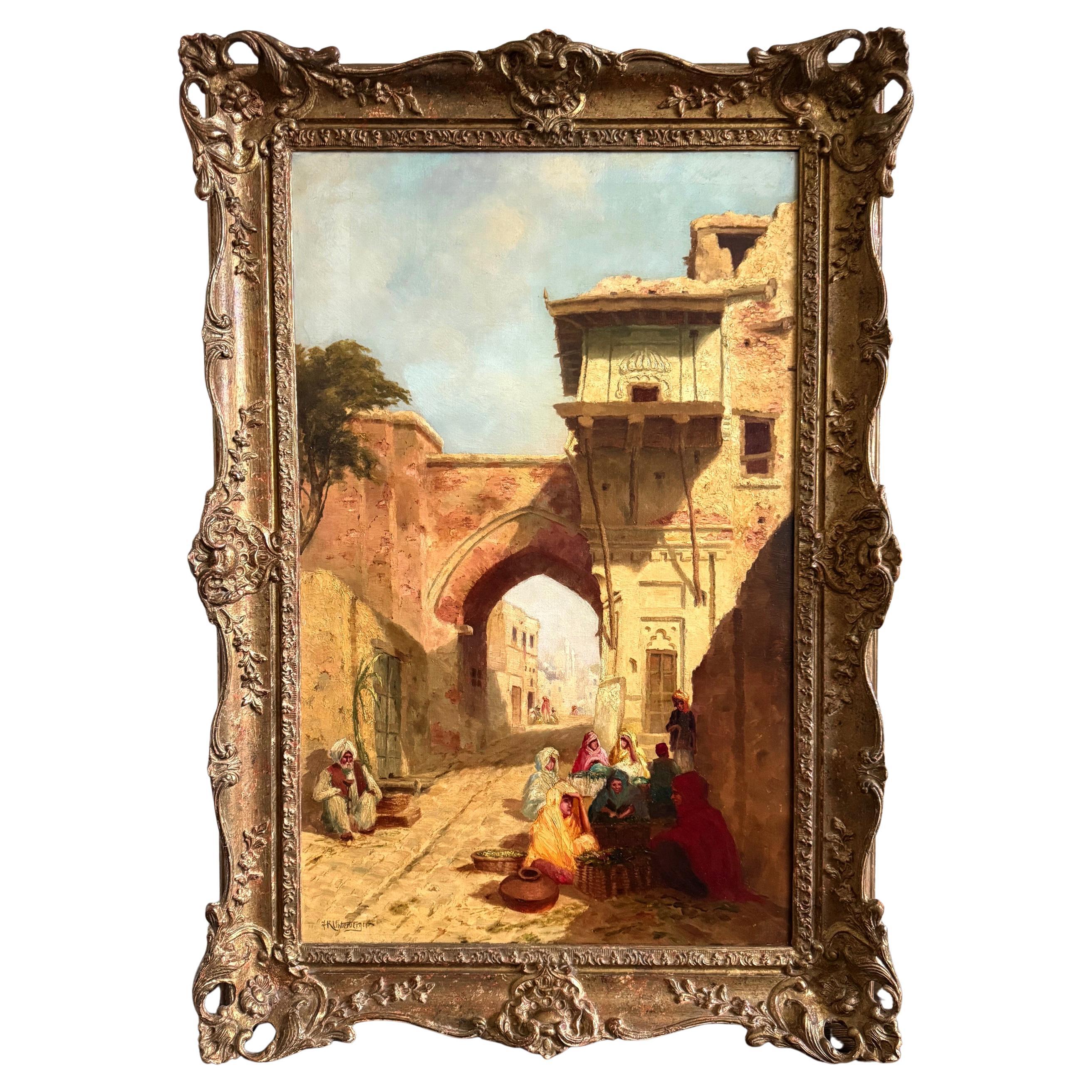 Orientalische Malerei von Kairo des österreichischen Künstlers Franz Richard Unterberger im Angebot