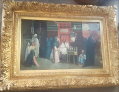 Orientalist Painting of Holly Man and Accompanies