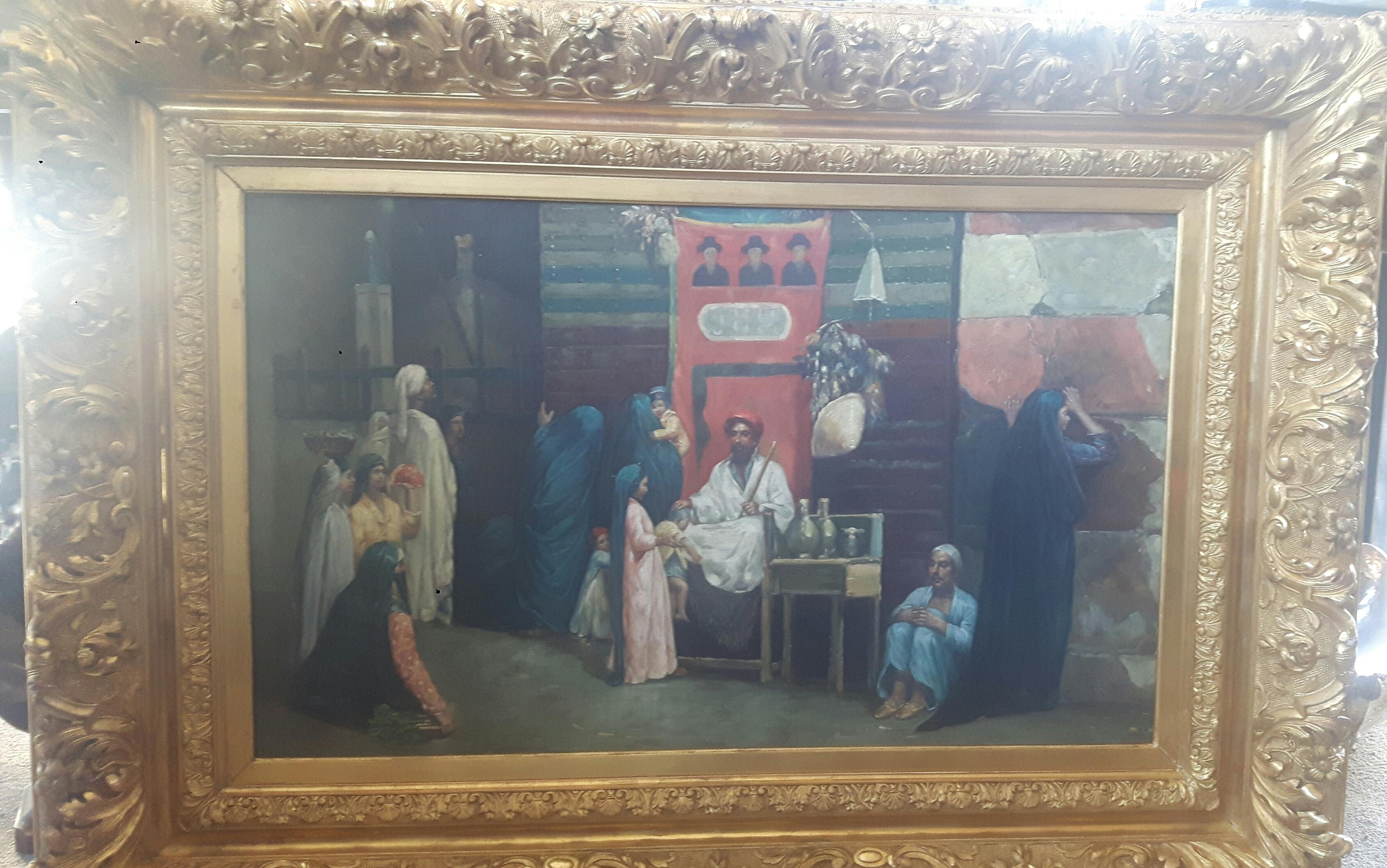 French Orientalist Painting of Holly Man and Accompanies For Sale