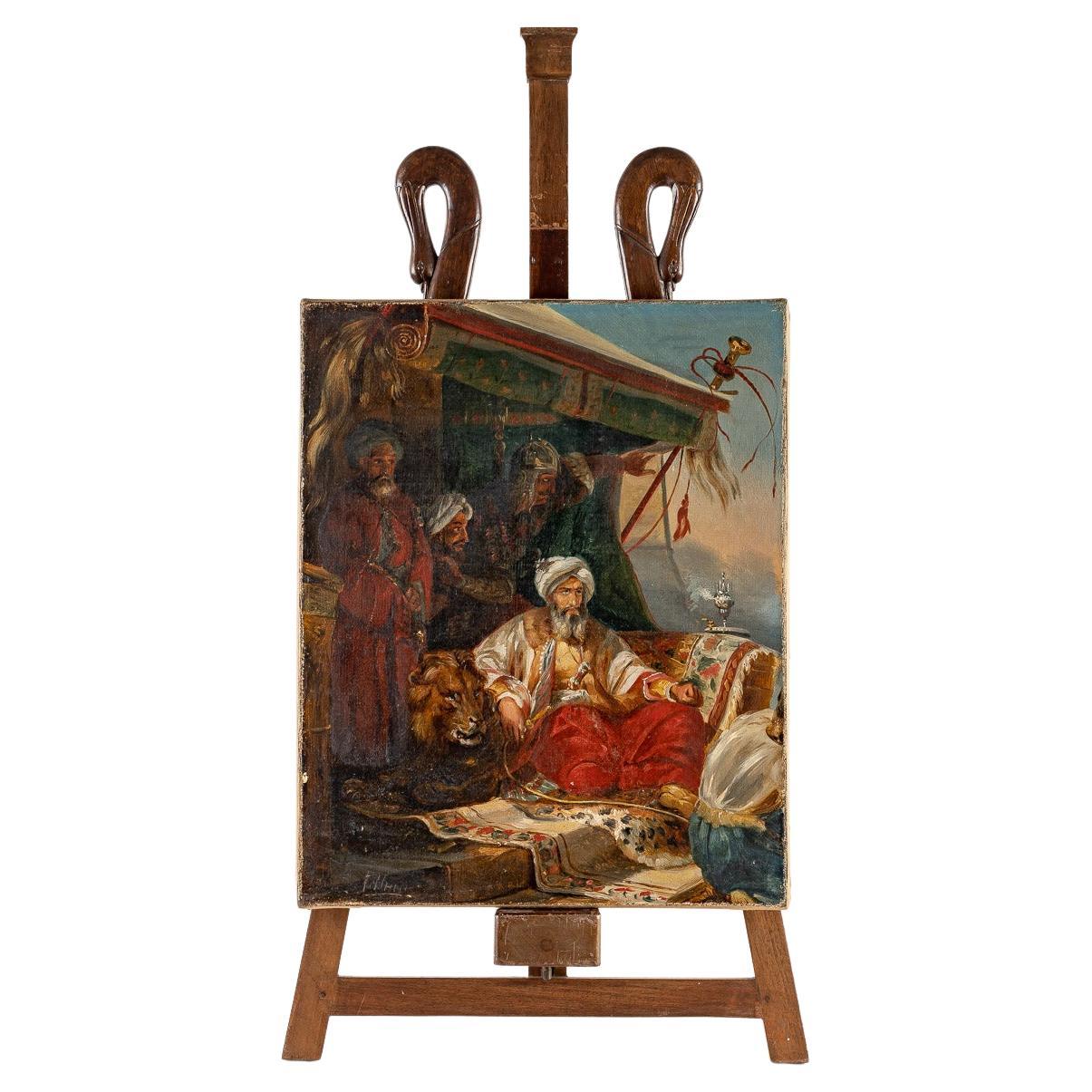 Orientalist Painting of the XIXth Century with its Painter
s Easel