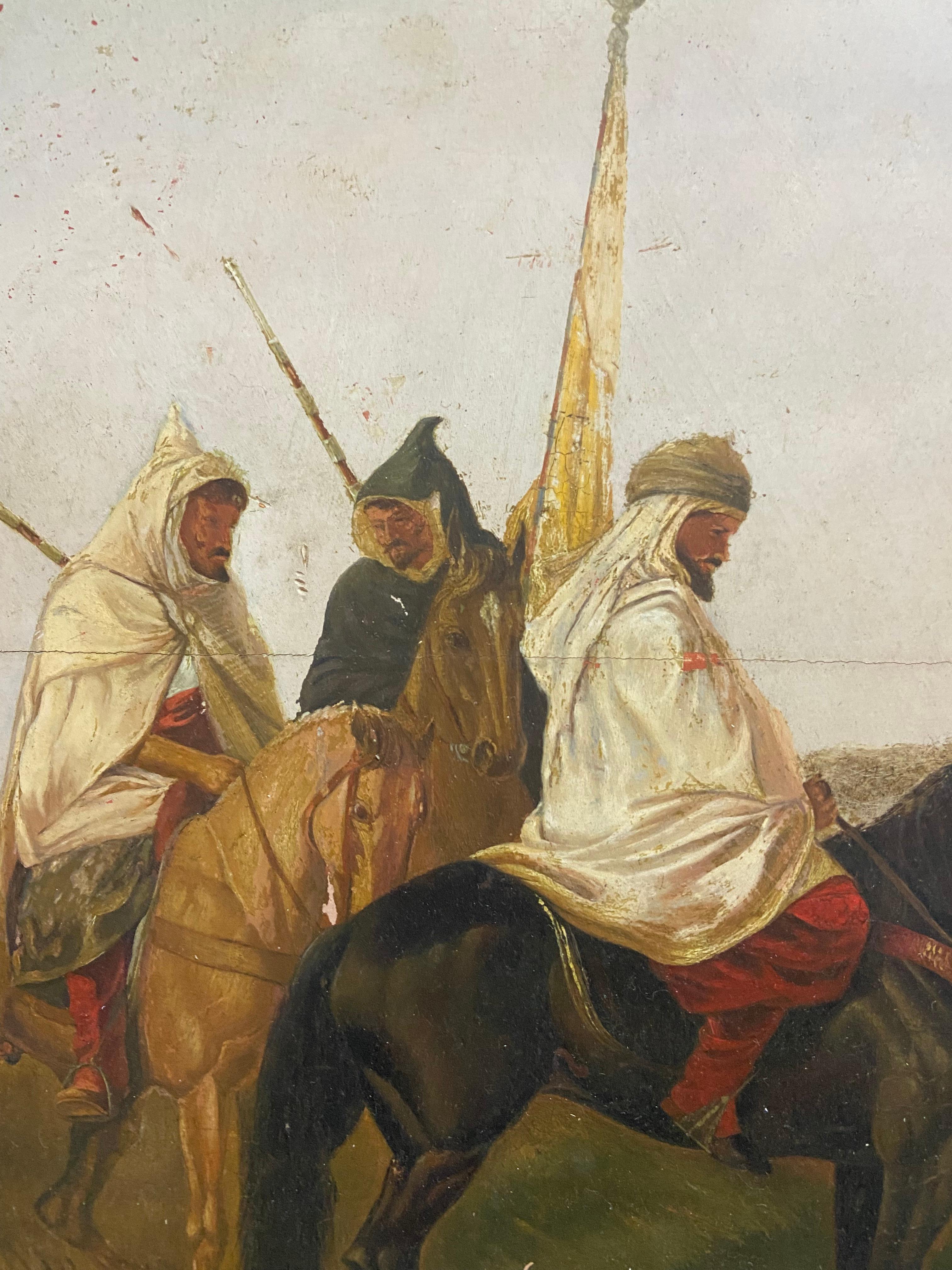 Hand-Painted Orientalist Painting signed Eugene Fromentin For Sale