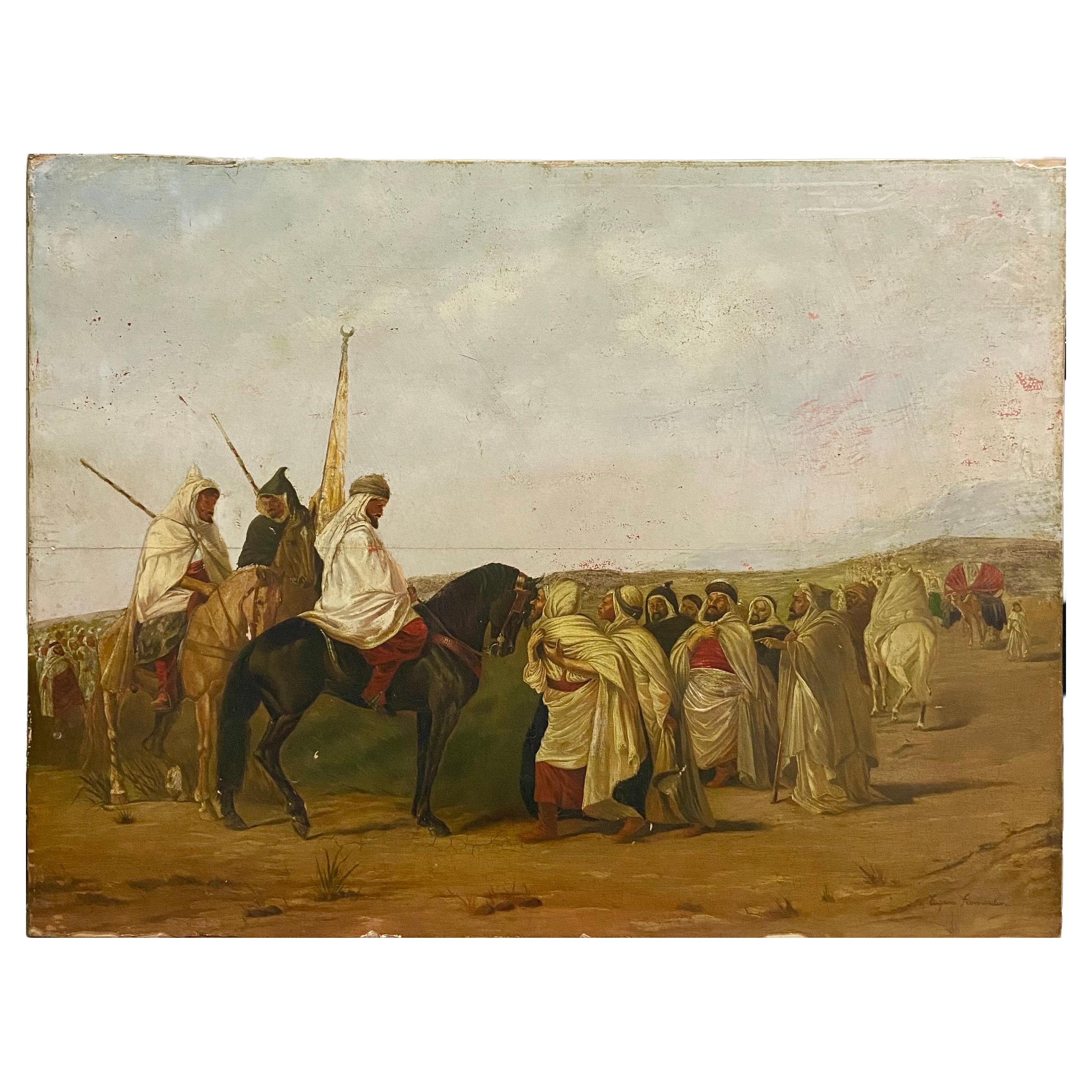 Orientalisches Gemälde, signiert Eugene Fromentin