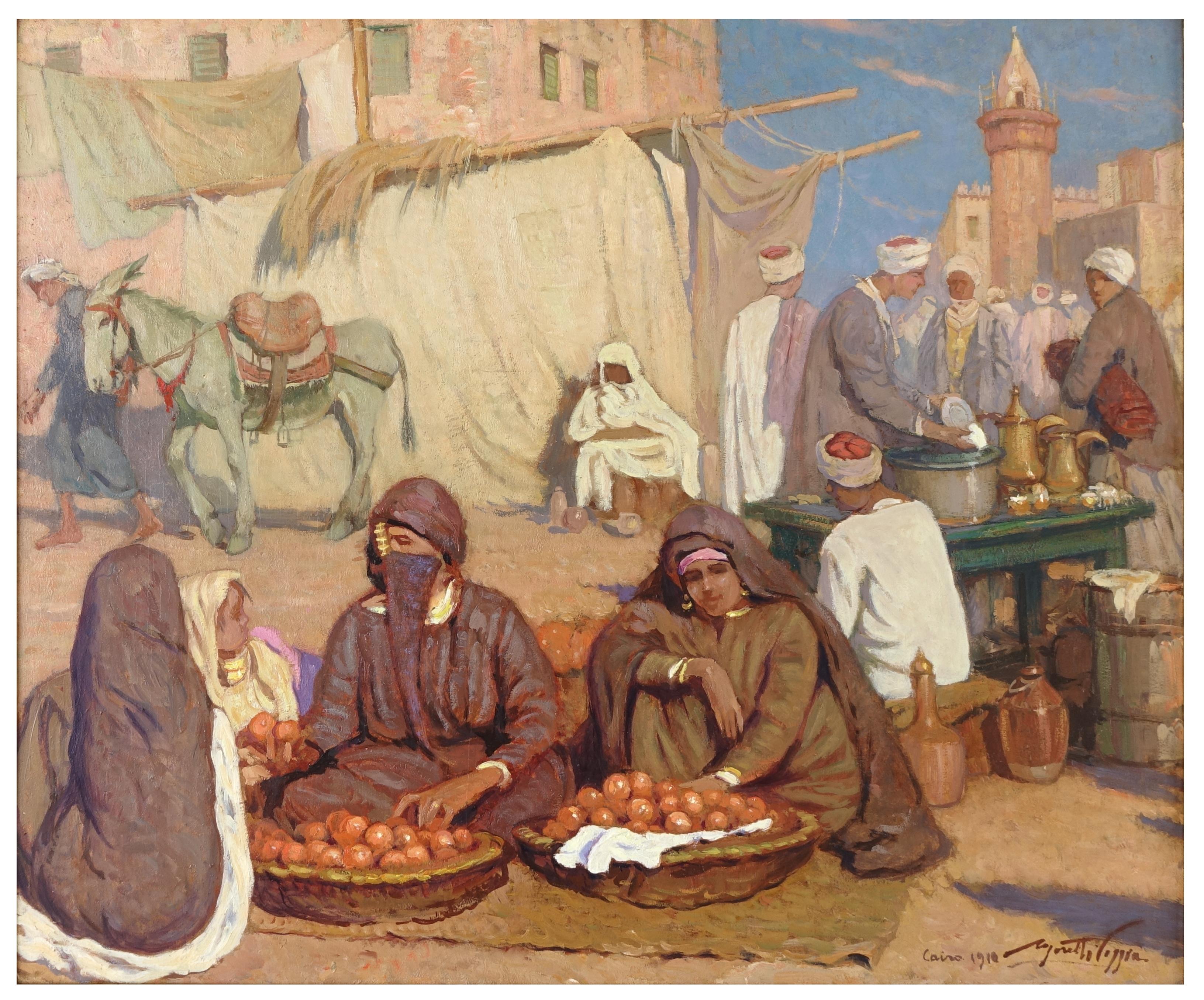 Orientalist Painting Signet and Dated Moretti Foggia 1910, Cairo 7