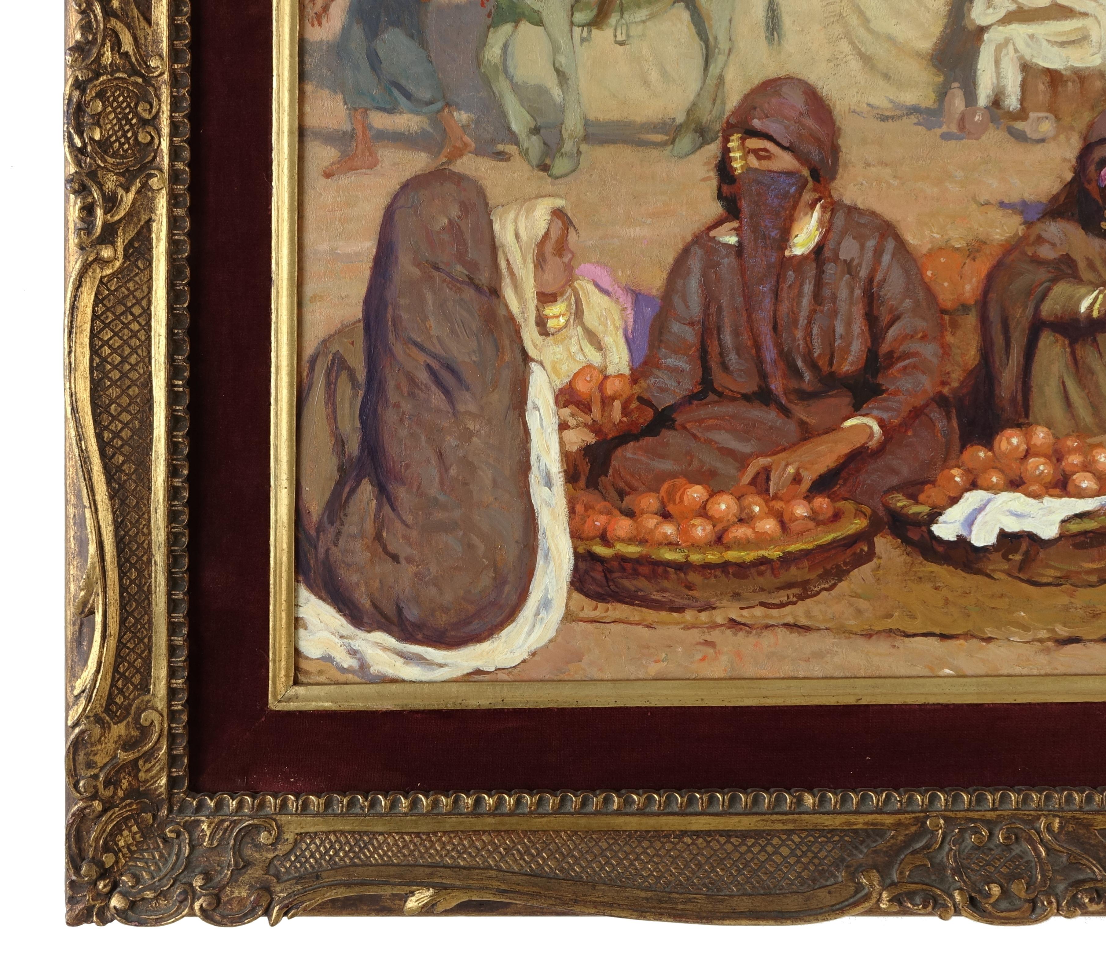 Orientalist Painting Signet and Dated Moretti Foggia 1910, Cairo In Good Condition In Milano, IT